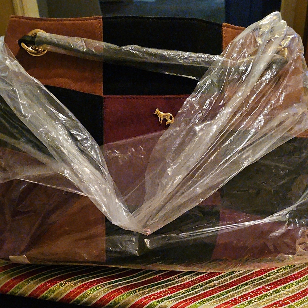 NWT Emma Fox Suede Women's Patchwork Shoulder Bag